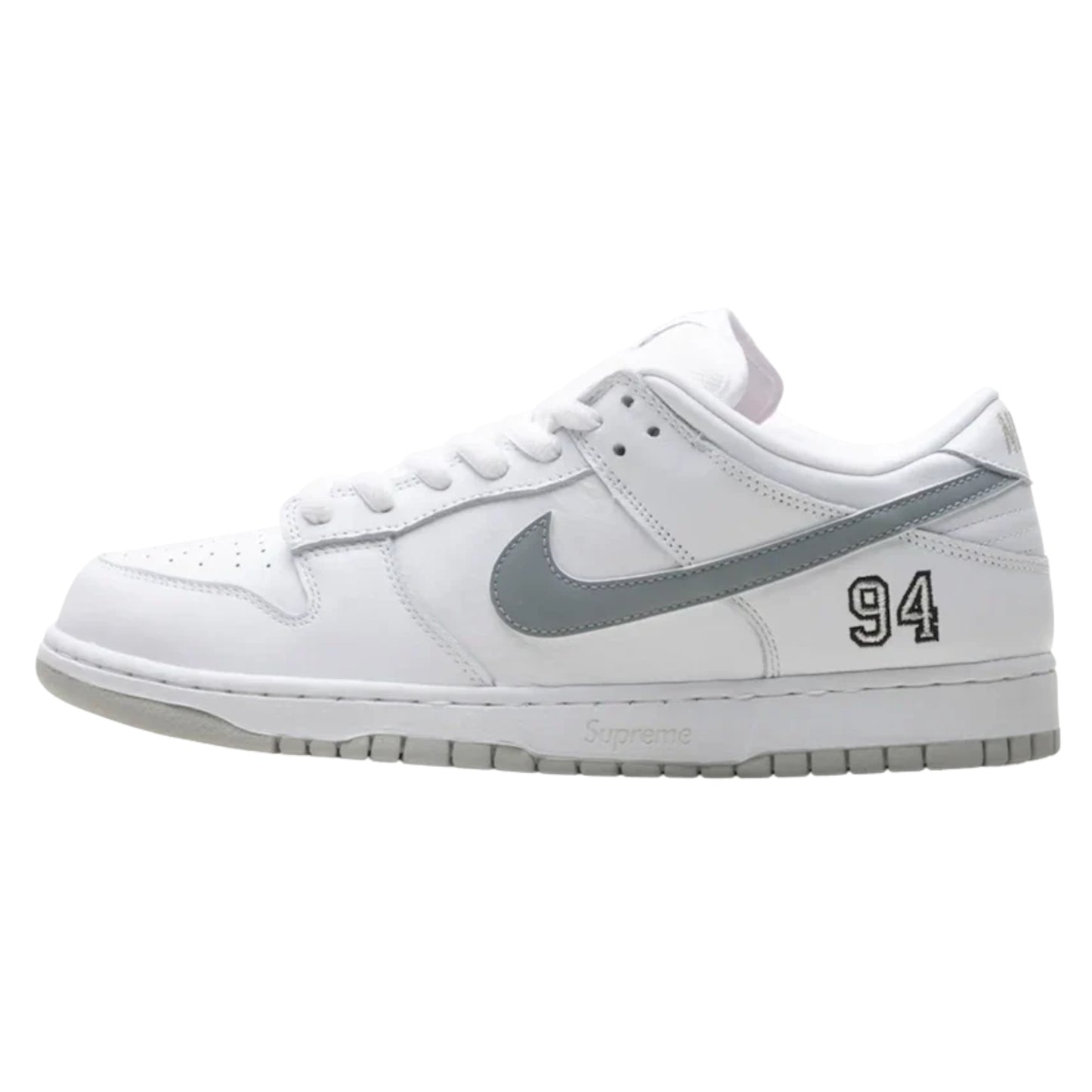 Nike SB Dunk Low Supreme 94 White Metallic Silver