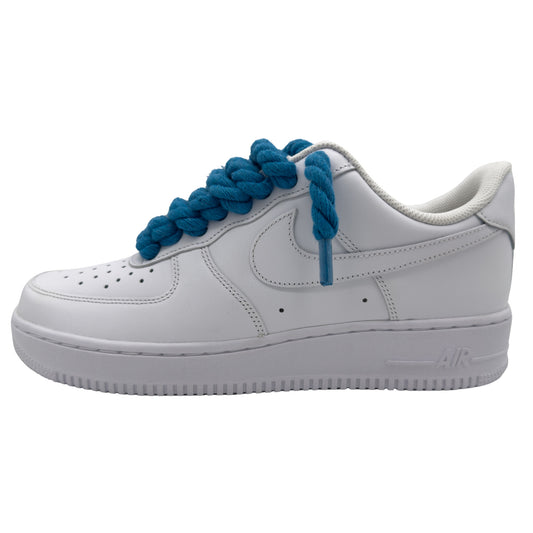 Nike Air Force 1 Low ‘07 Triple White / Lake Blue Rope Laces
