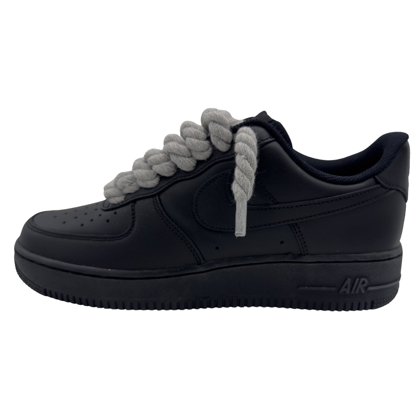 Nike Air Force 1 Low ‘07 Triple Black / Grey Rope Laces